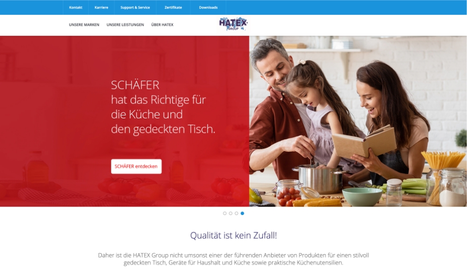 Screenshot der Hatex Startseite