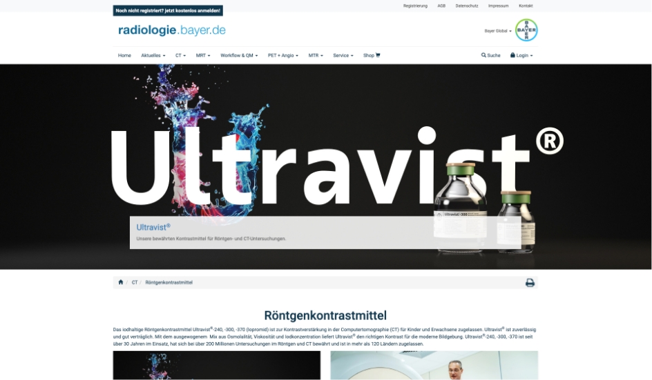 Screenshot der Radiologie Bayer Startseite