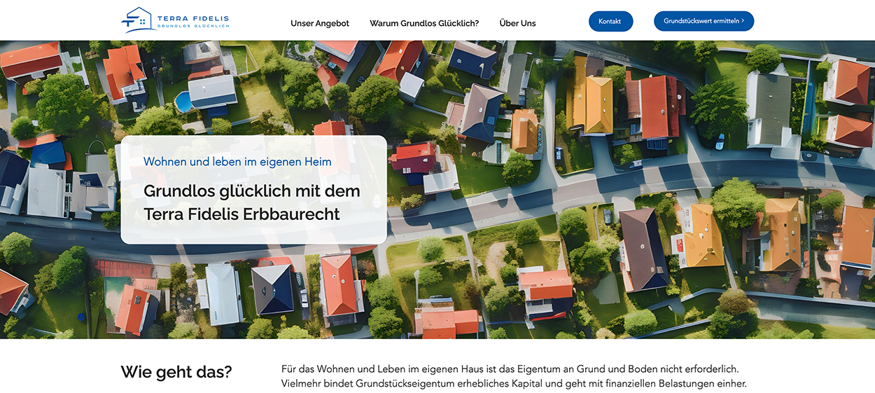 Screenshot der Terra Fidelis Startseite